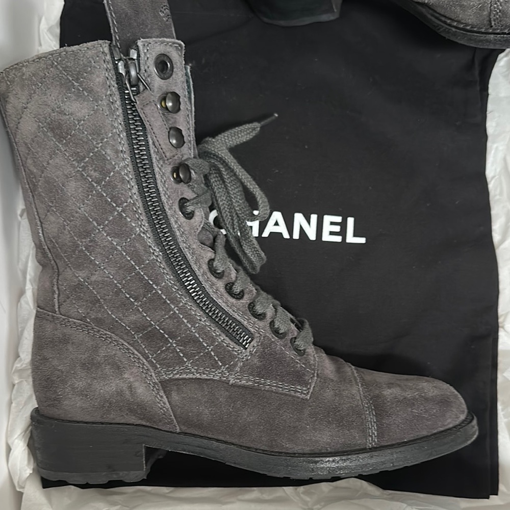 100% AUTHENTIC CHANEL Gray Women’s Boots - Picture 3 of 16